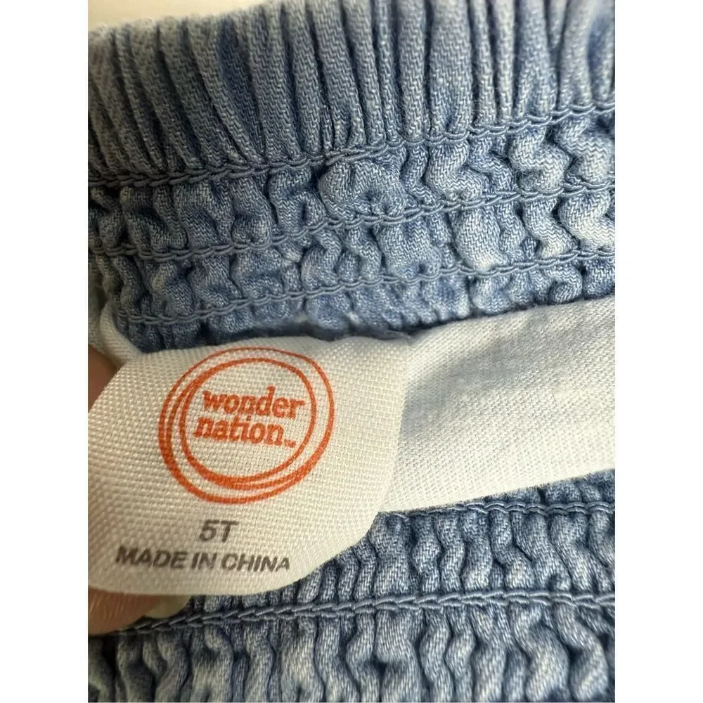 Wonder Nation Light Blue Girls Skort Size 5T Ruffle Smocked Details